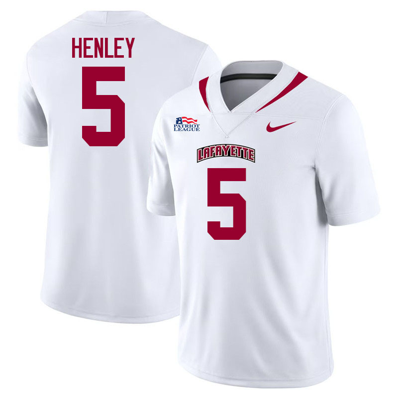 Lafayette Leopards #5 Jakyre Henley College Football Jerseys,Uniforms-White